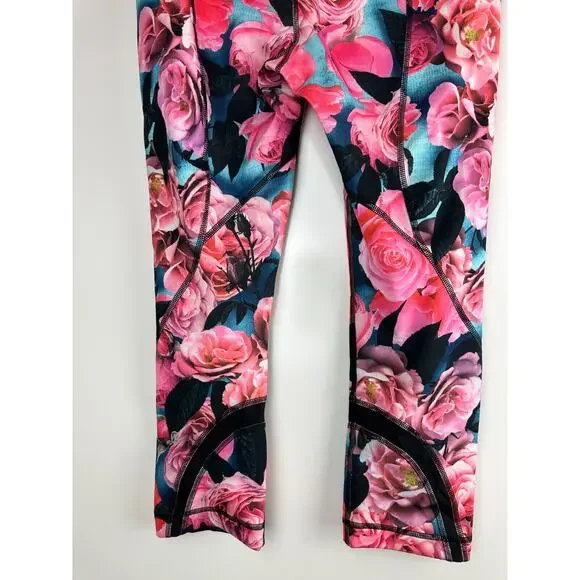 Lululemon Run Inspire Crop Floral Print Capri Pants Secret Garden Pink Size 6 - Picture 5 of 10